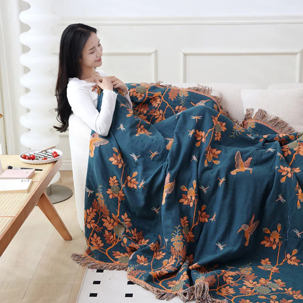 Ornate Multi Layer Jacquard Cotton Gauze Blanket