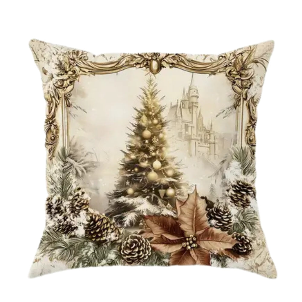 Golden Velvet Christmas Throw Cushion Covers