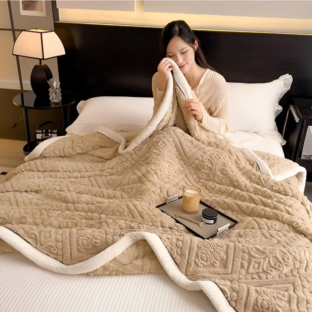 Mandala Carved Velvet Sherpa Blanket