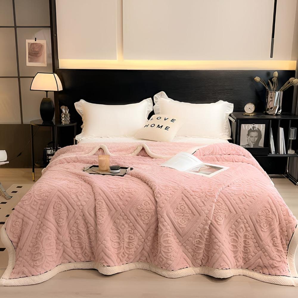Mandala Carved Velvet Sherpa Blanket