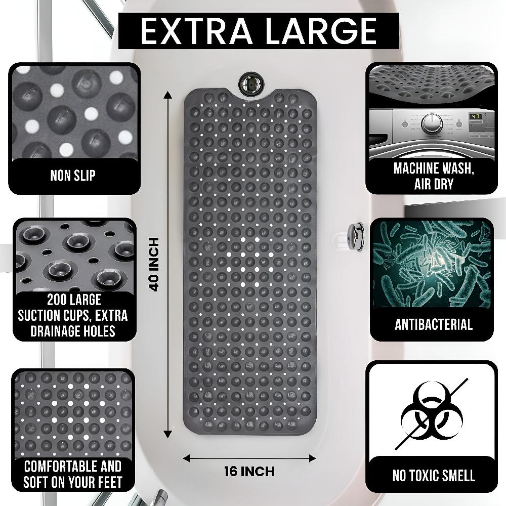 Extra Long Non Slip Suction Cup Bathtub Mat