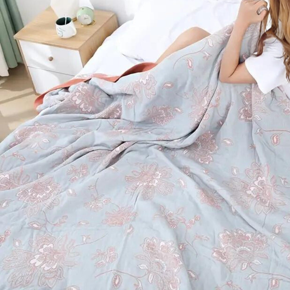 Five Layer Floral Cotton Gauze Blanket