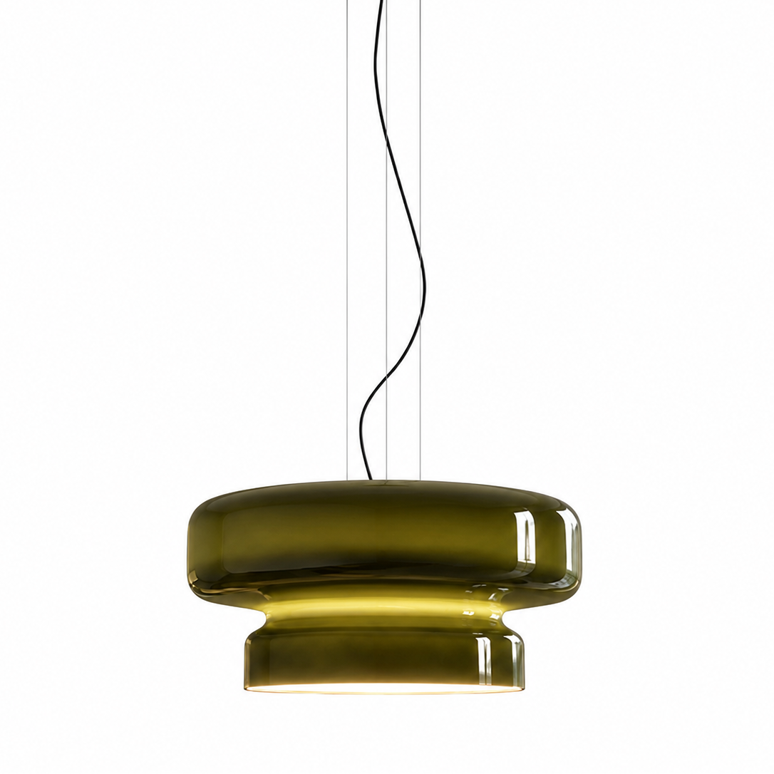 Vitrea Retro Jewel Toned Art Glass Pendant Lamp