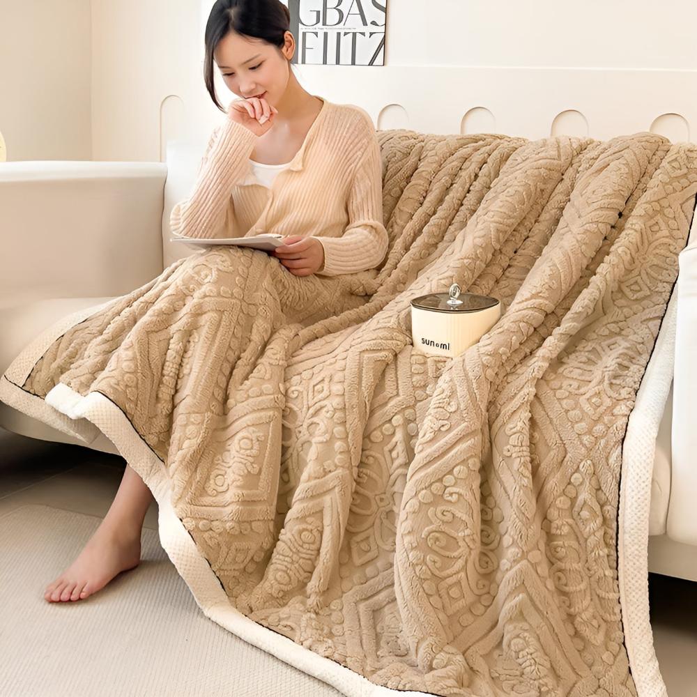 Mandala Carved Velvet Sherpa Blanket