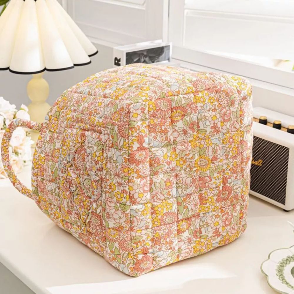 Delicate Floral Print Canvas Storage Basket