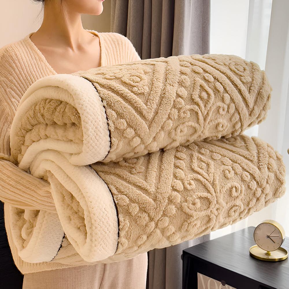 Mandala Carved Velvet Sherpa Blanket