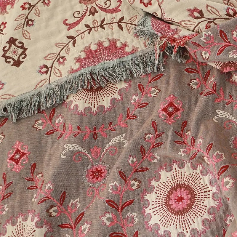 Reversible Retro Mandala Cotton Blanket
