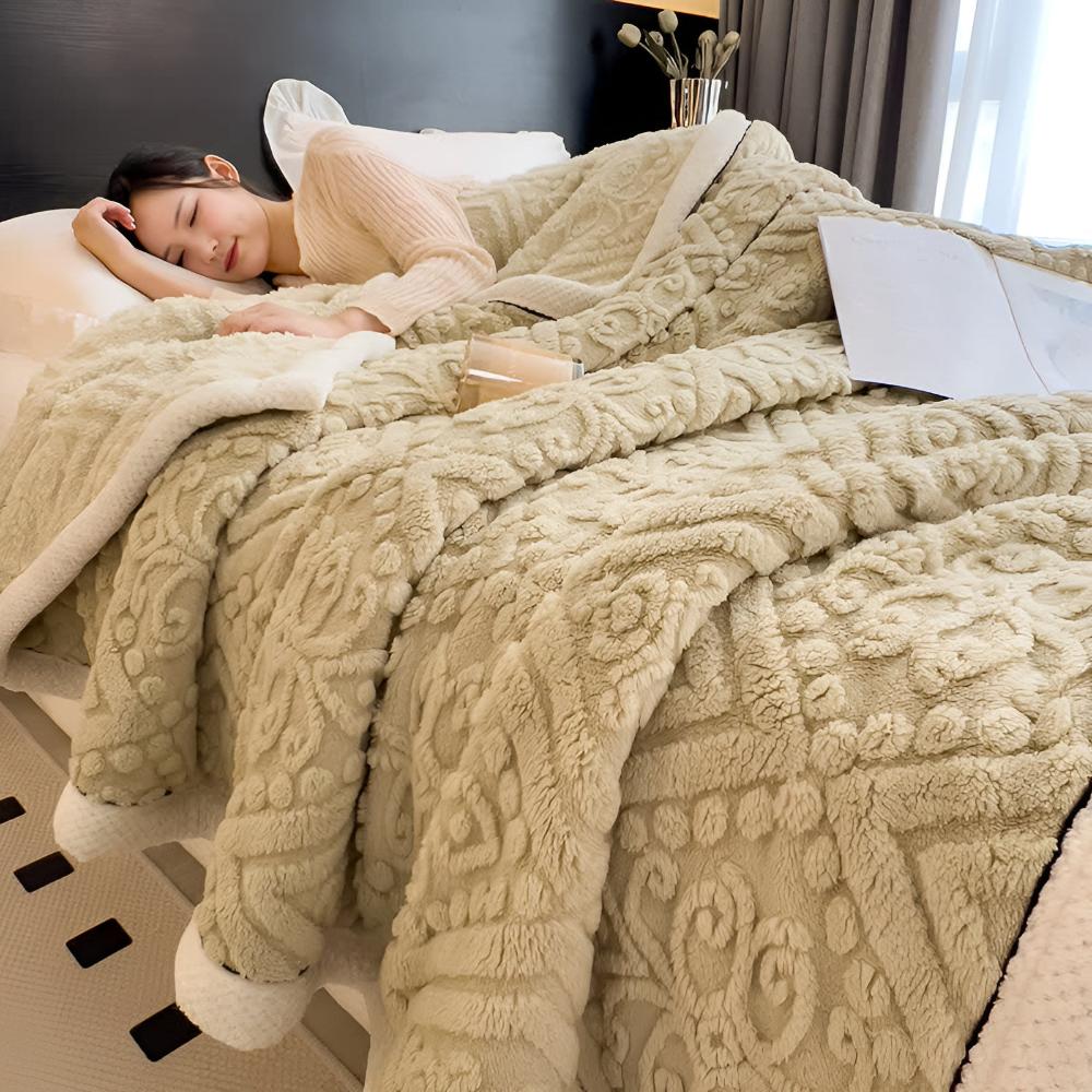 Mandala Carved Velvet Sherpa Blanket