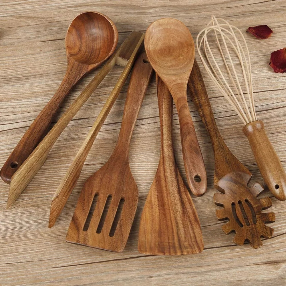 7 Piece Wooden Cooking Utensil Set