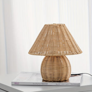Palma Boho Sculptural Woven Bamboo Table Lamp