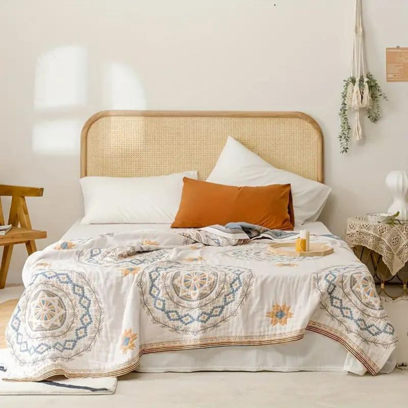 Boho Mandala Cotton Throw Blanket