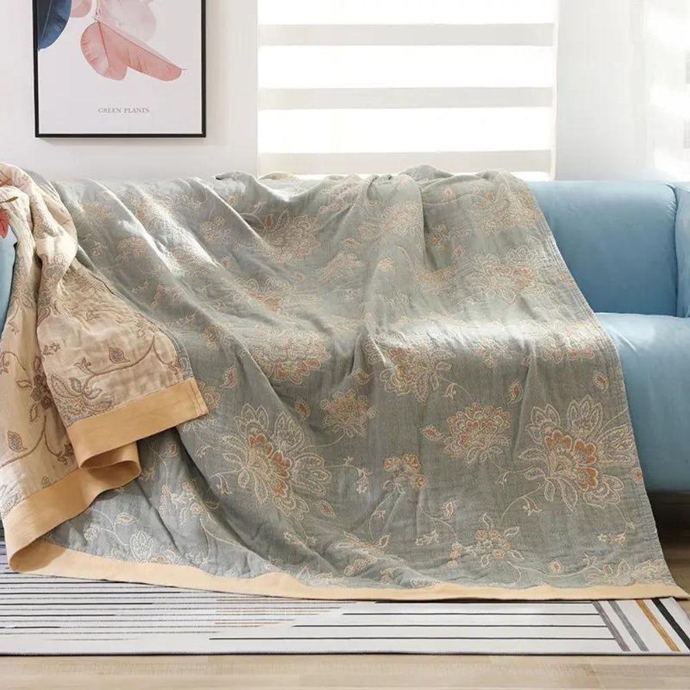 Five Layer Floral Cotton Gauze Blanket