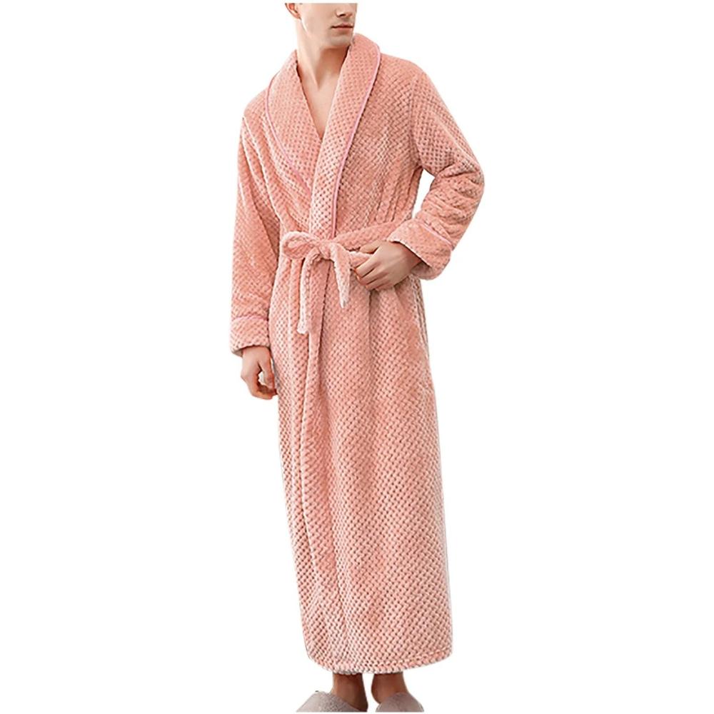Unisex Fleece Winter Bathrobe With Pockets