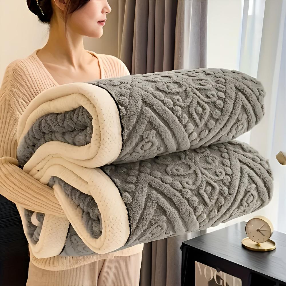 Mandala Carved Velvet Sherpa Blanket