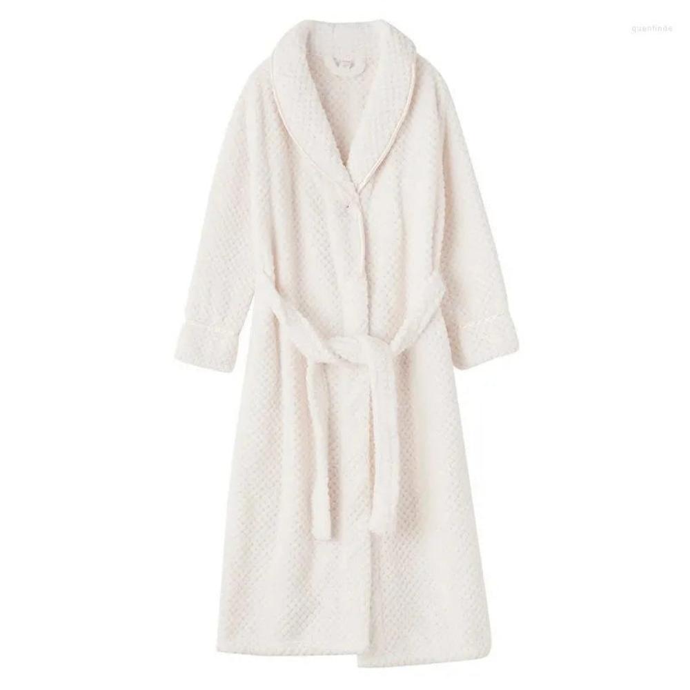 Unisex Fleece Winter Bathrobe With Pockets
