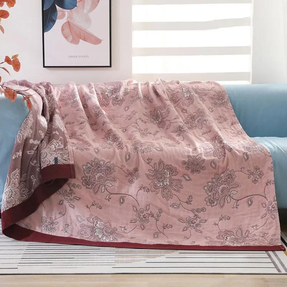 Five Layer Floral Cotton Gauze Blanket