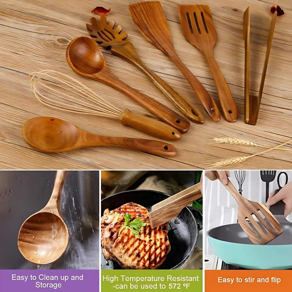 7 Piece Wooden Cooking Utensil Set