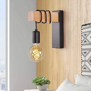 Forge Rustic Industrial Wood Wall Sconce
