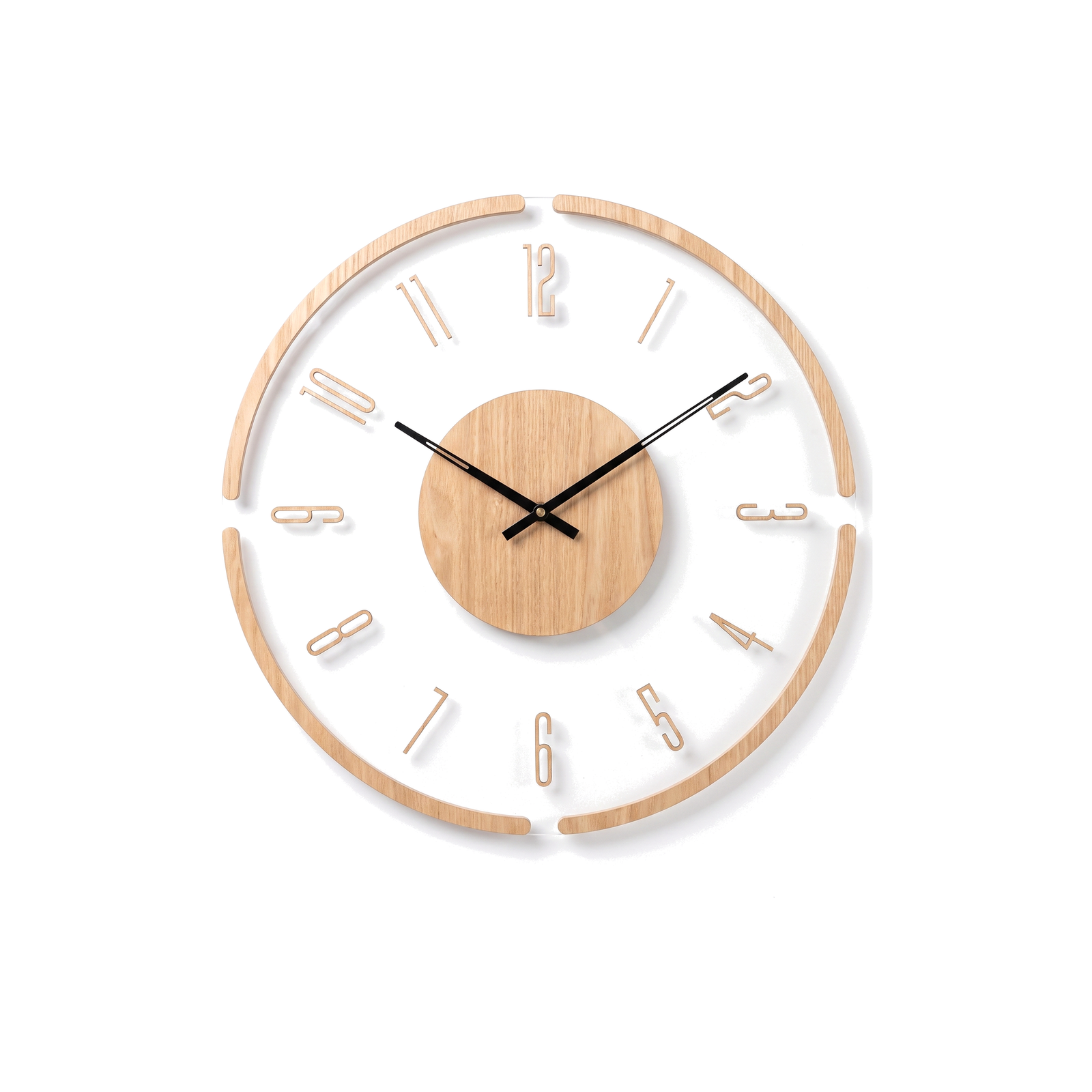 Silent Mid Century Nordic Wooden Wall Clock - 1 - white background