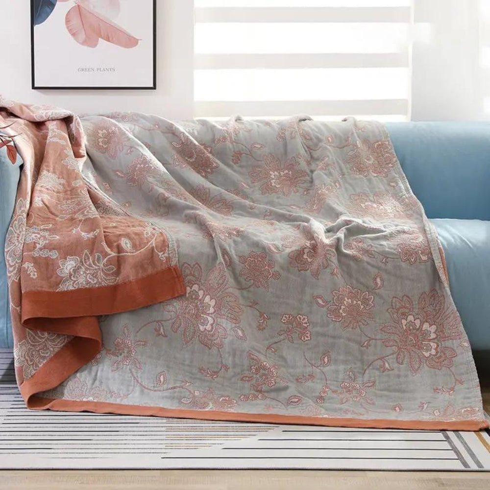 Five Layer Floral Cotton Gauze Blanket
