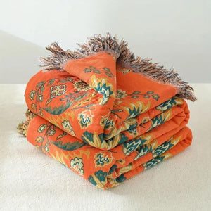 Marigold Reversible Cotton Gauze Throw Blanket
