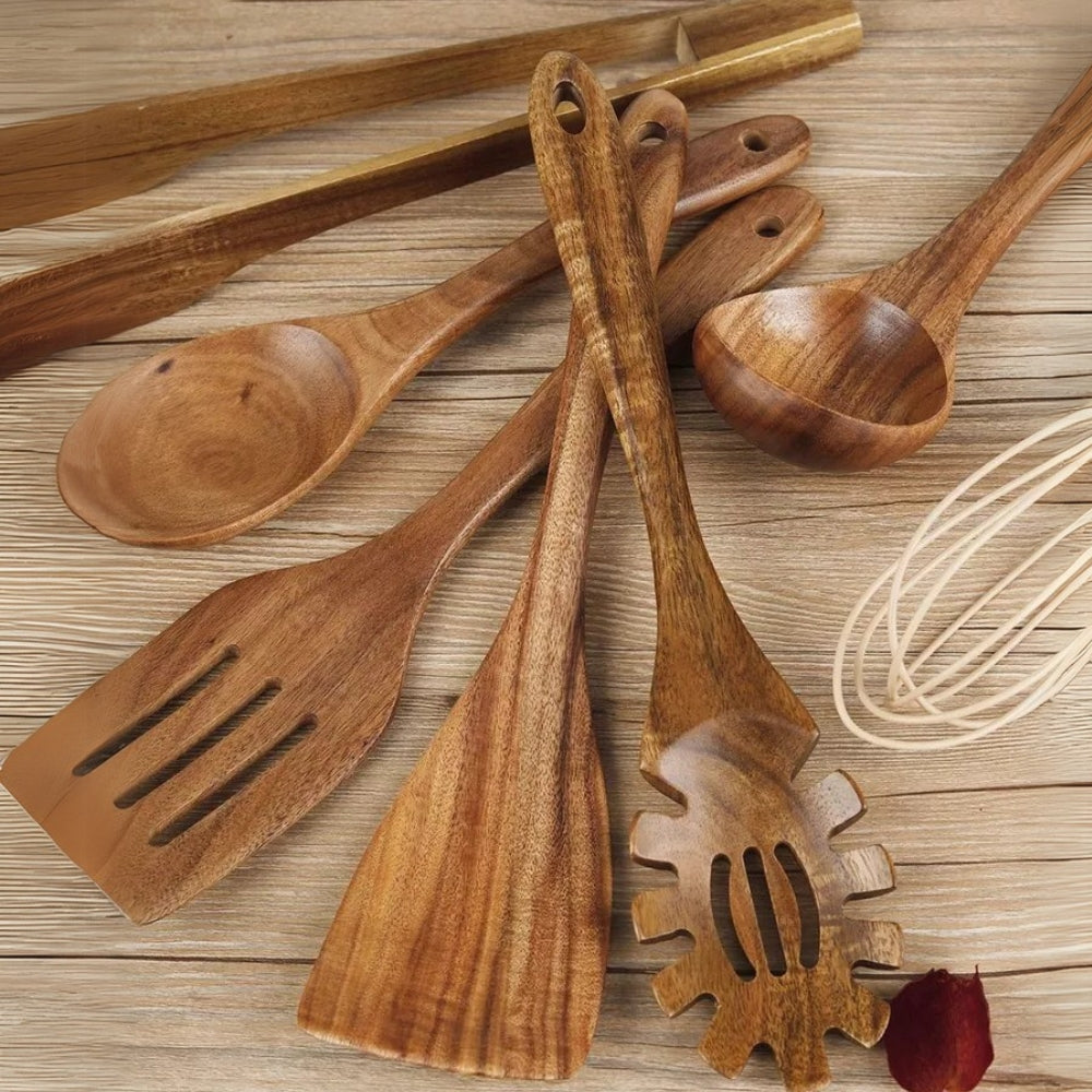 7 Piece Wooden Cooking Utensil Set
