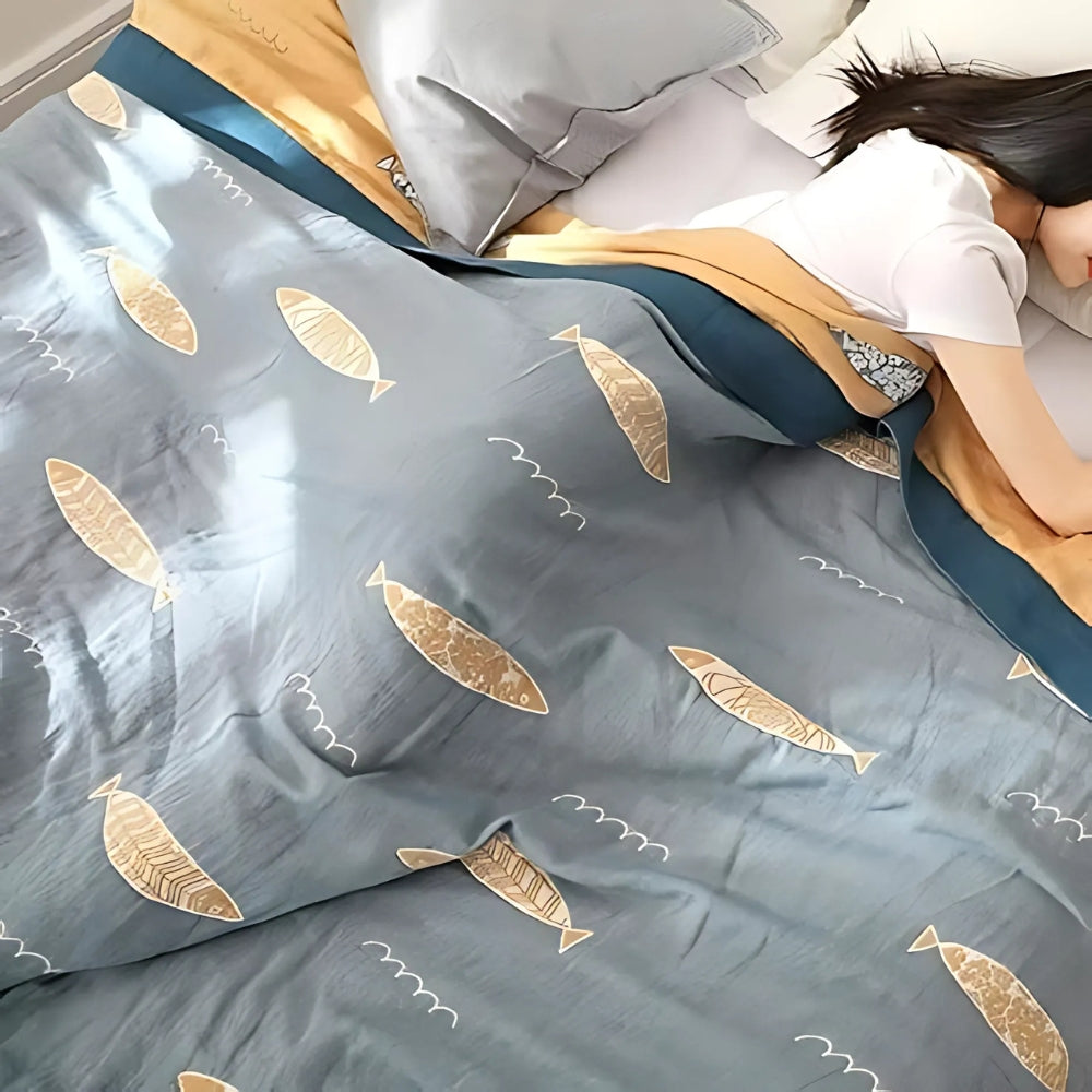 Golden Fish Reversible Cotton Gauze Blanket