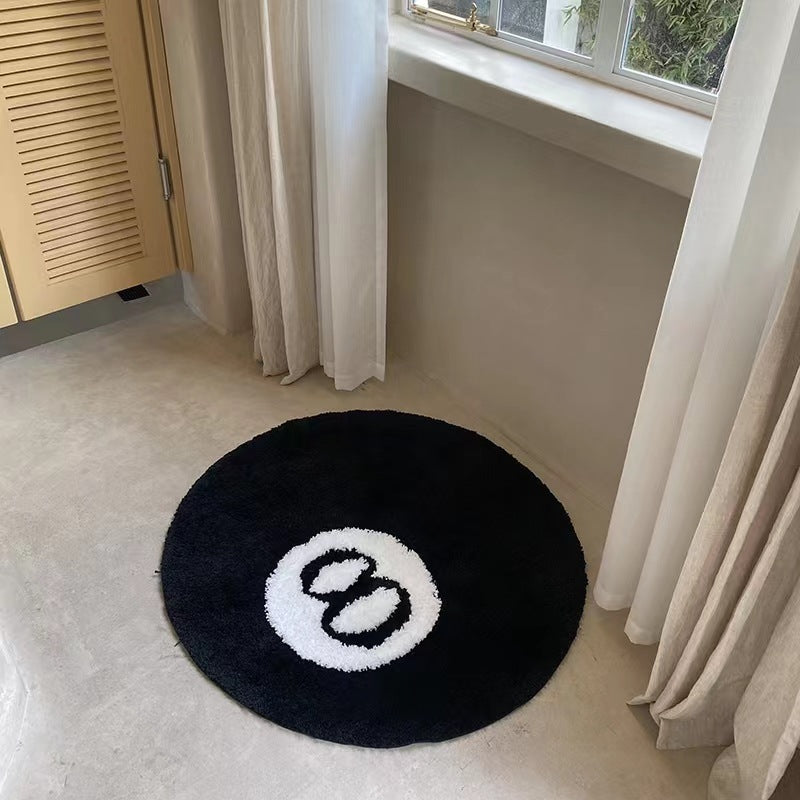 Fluffy 8 Ball Round Accent Rug