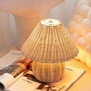Palma Boho Sculptural Woven Bamboo Table Lamp