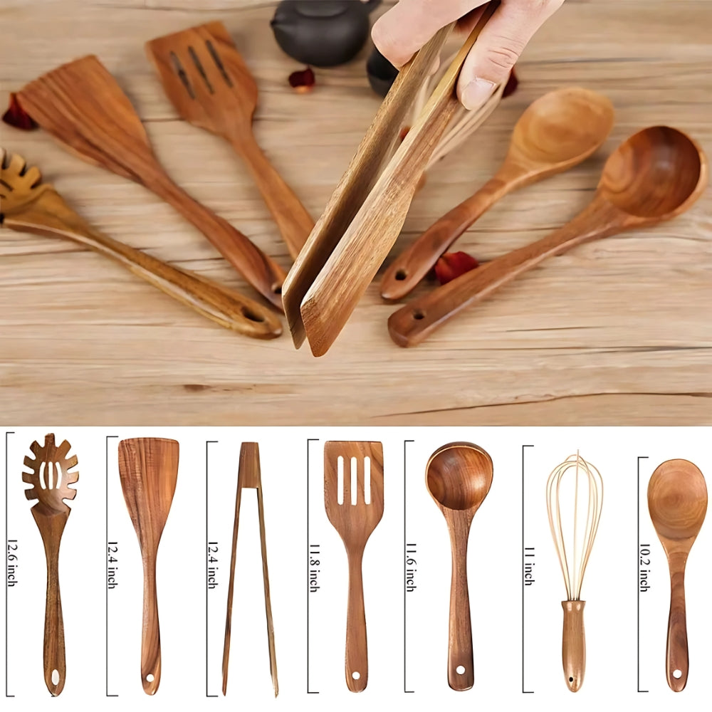 7 Piece Wooden Cooking Utensil Set