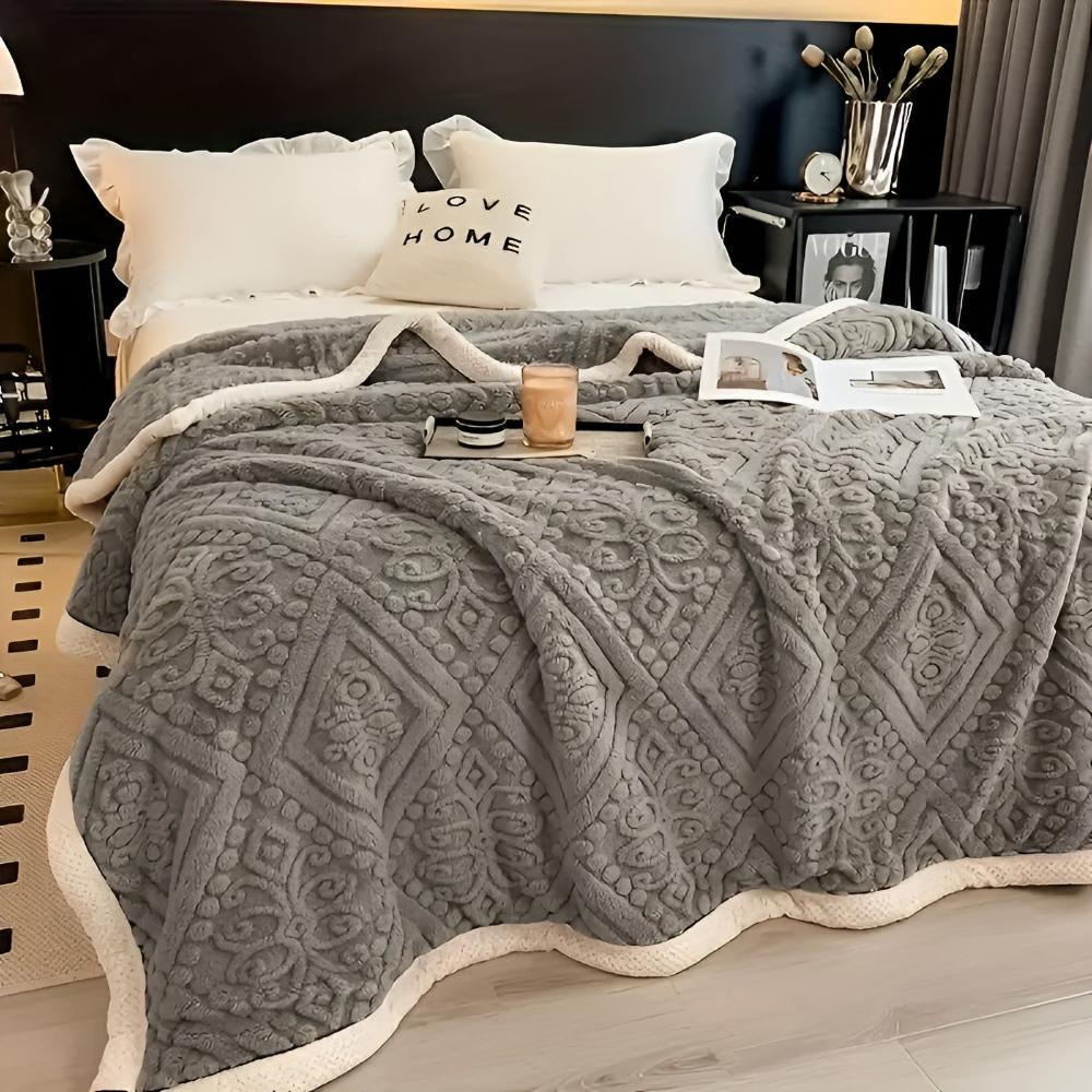Mandala Carved Velvet Sherpa Blanket