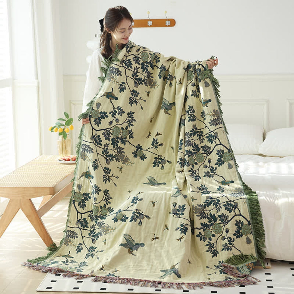 Ornate Multi Layer Jacquard Cotton Gauze Blanket