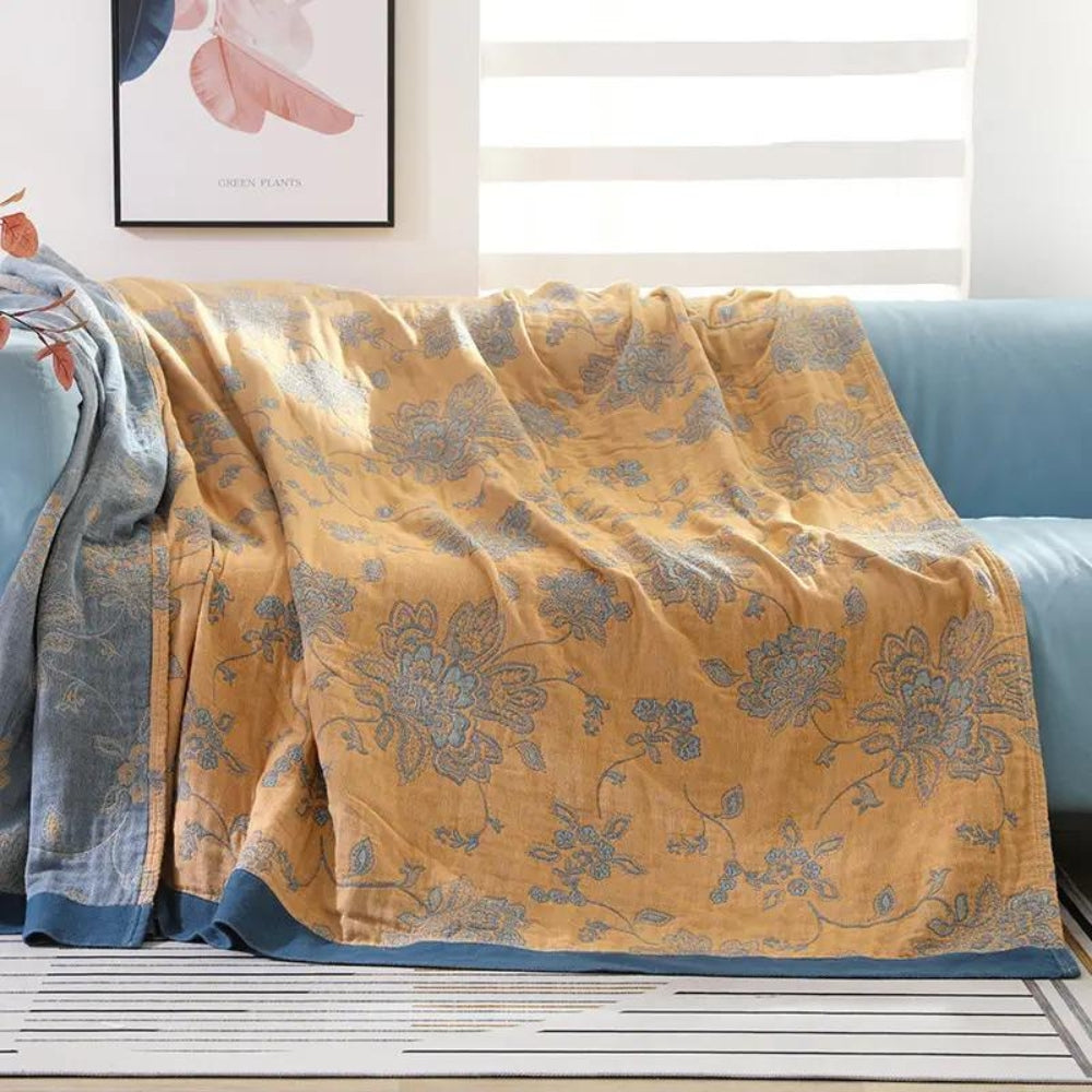 Five Layer Floral Cotton Gauze Blanket