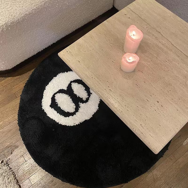 Fluffy 8 Ball Round Accent Rug