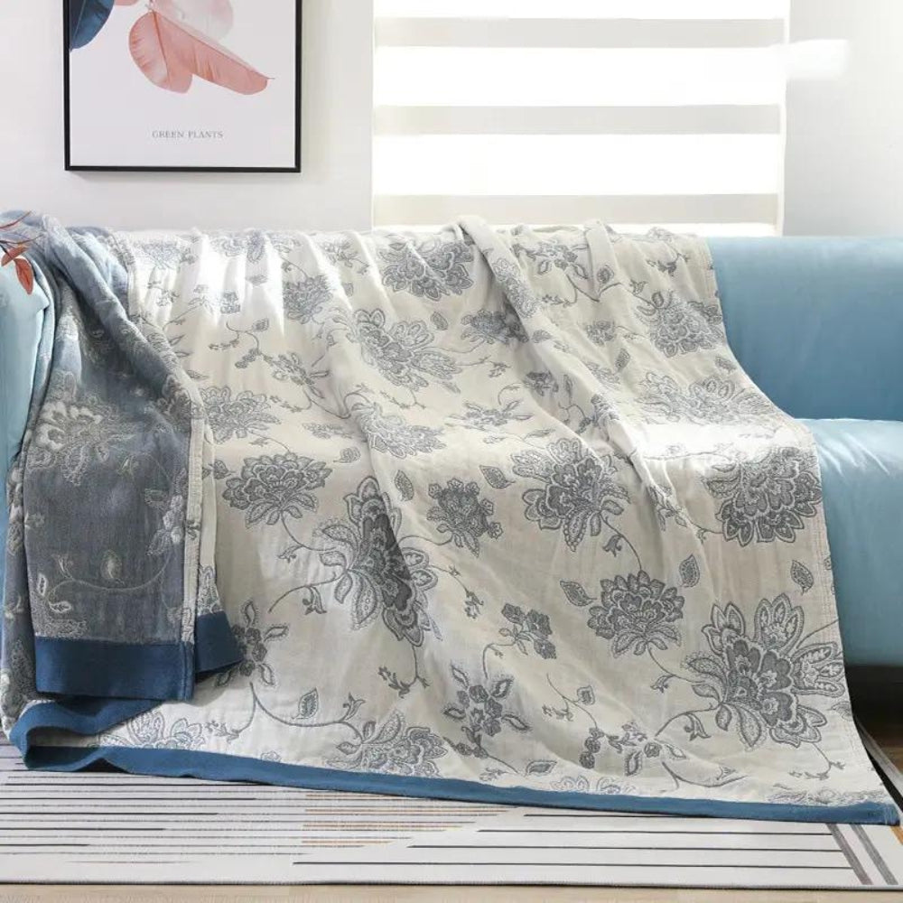 Five Layer Floral Cotton Gauze Blanket