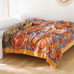 Sunrise Boho Reversible Cooling Cotton Blanket