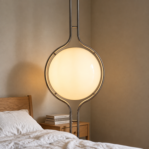 Oris Minimalist Sculptural Globe Floor to Ceiling Lamp