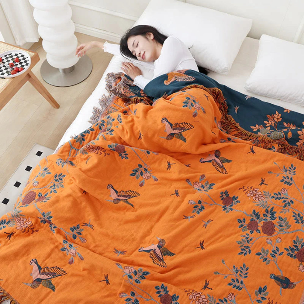 Ornate Multi Layer Jacquard Cotton Gauze Blanket
