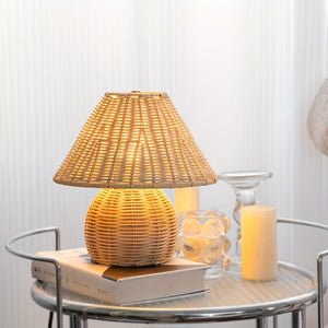 Palma Boho Sculptural Woven Bamboo Table Lamp