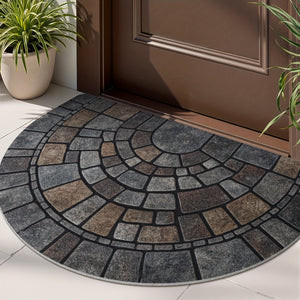 Half-Circle Mosaic Indoor Outdoor Door Mat
