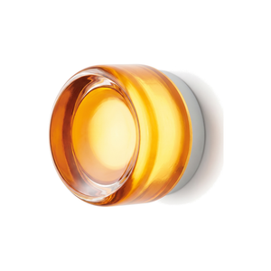 Halo Dimpled Cast Glass Round Wall Sconce - Amber - white background v2