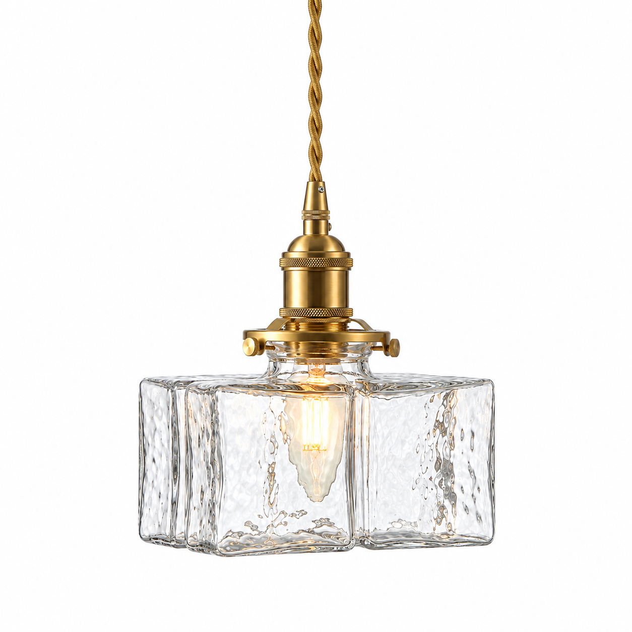 Alarie Vintage Sculptural Ripple Glass Pendant Light