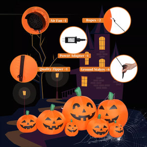 7ft Lighted Inflatable Pumpkin for Halloween Yards