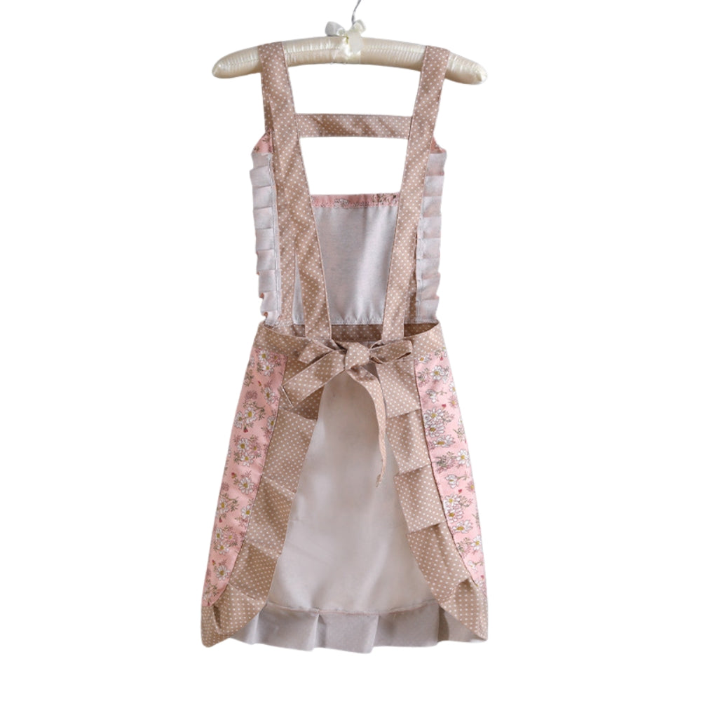 Vintage Floral Cotton Waterproof Kitchen Apron with Pockets