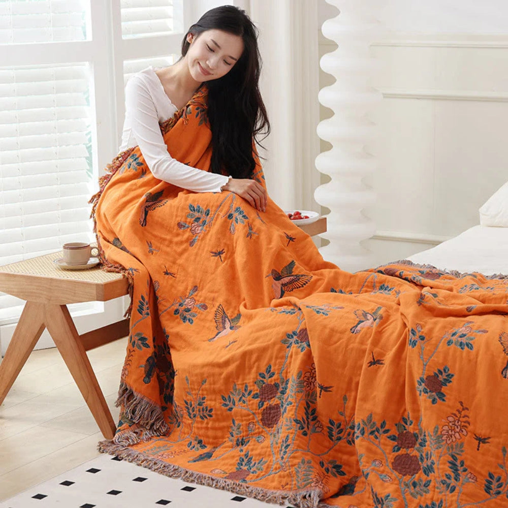 Ornate Multi Layer Jacquard Cotton Gauze Blanket