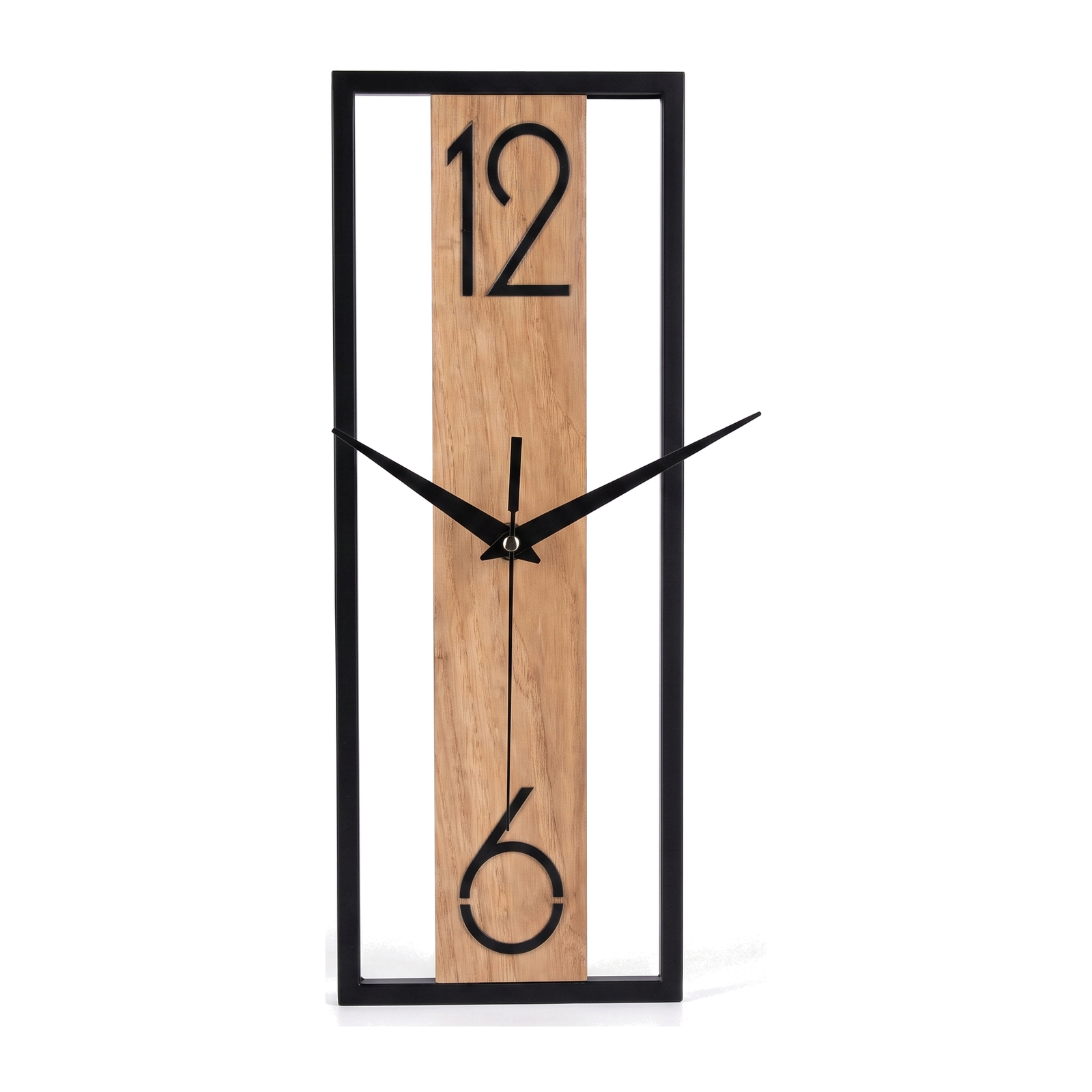 Silent Minimalist Open Frame Wood and Metal Wall Clock - Default - white background v3