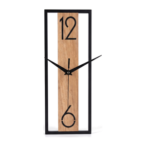 Silent Minimalist Open Frame Wood and Metal Wall Clock - Default - white background v3