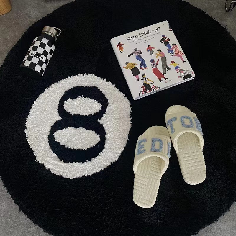 Fluffy 8 Ball Round Accent Rug