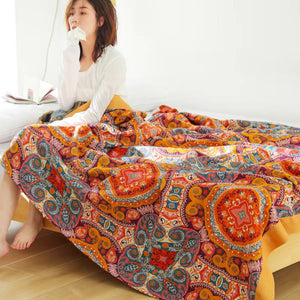 Sunrise Boho Reversible Cooling Cotton Blanket