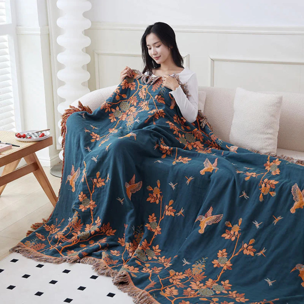 Ornate Multi Layer Jacquard Cotton Gauze Blanket